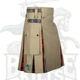 Modern Khaki and Wallace Tartan Hybrid Kilt – Premium Scottish-Inspired Wear